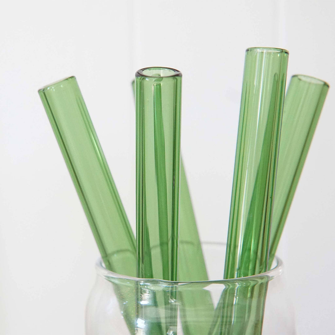 Forest Cove Home | Green Wide Straight Glass Straws