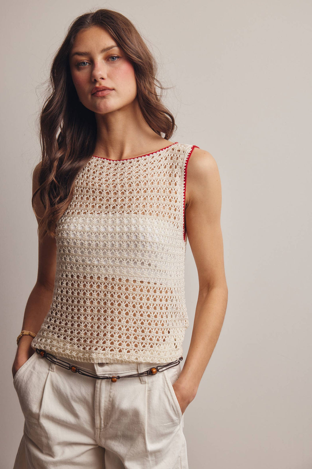 Forte | Sleeveless Crochet Knit Top