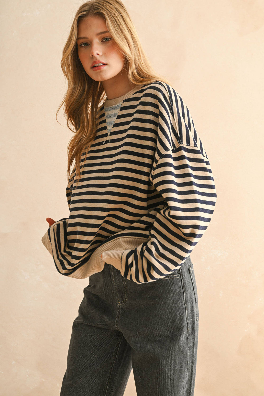 Miou Muse | Striped Knitted Long Sleeve Pullover