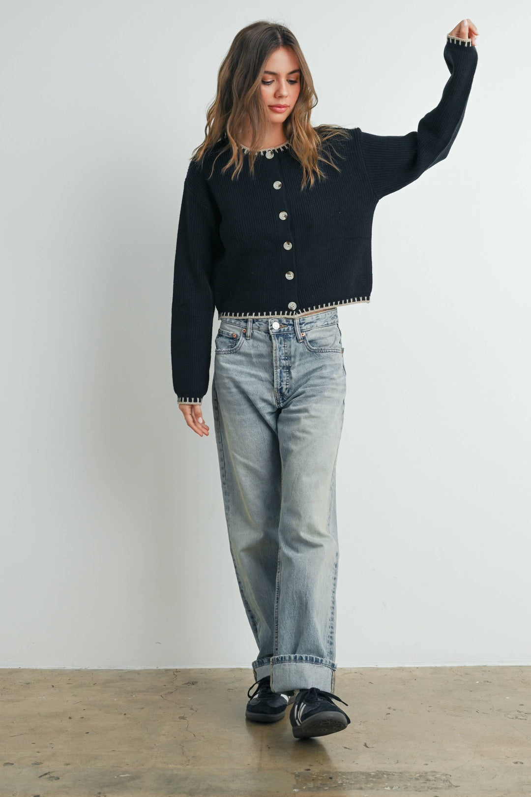 Buttermelon | Women's Crewneck Cardigan Sweater