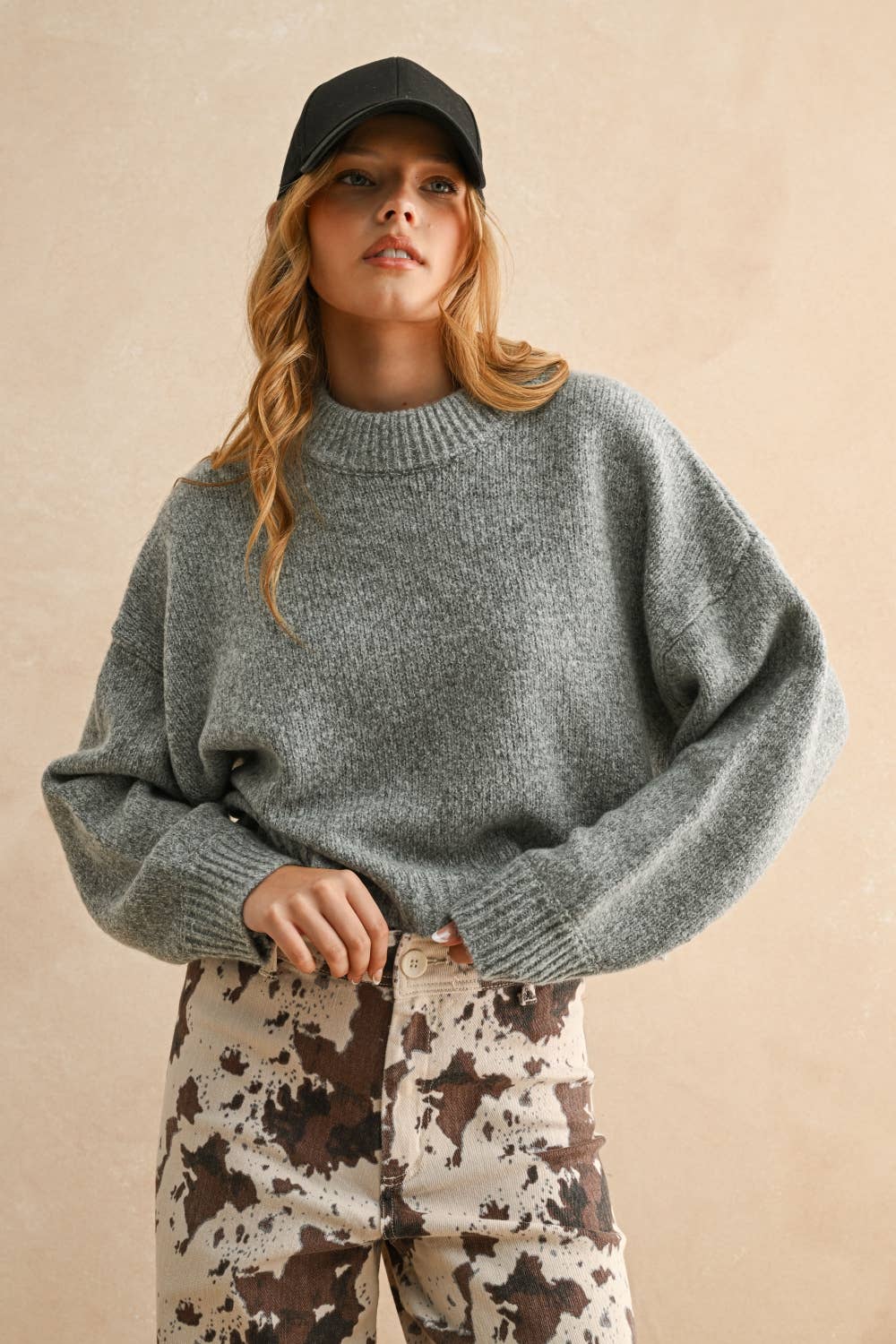 Miou Muse | Round Neck Simple Sweater Top
