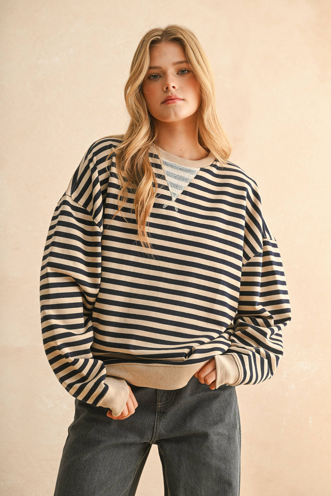 Miou Muse | Striped Knitted Long Sleeve Pullover