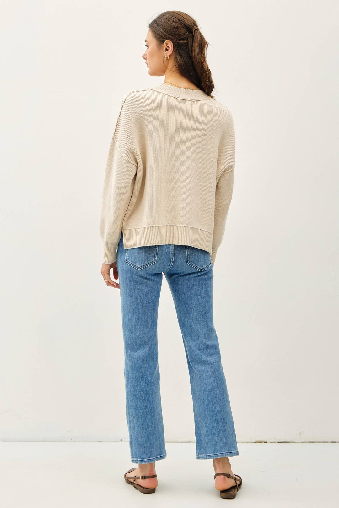 Be Cool | Ribbed Knit Raw Hem Sweater