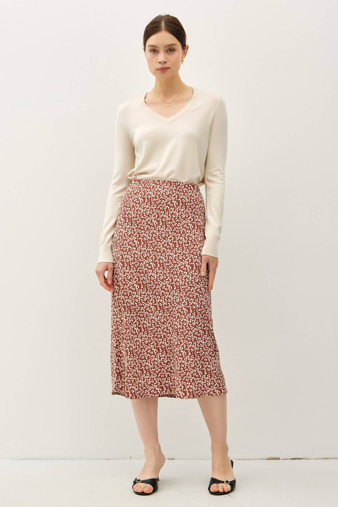 Be Cool | Print midi skirt with elastic waistband
