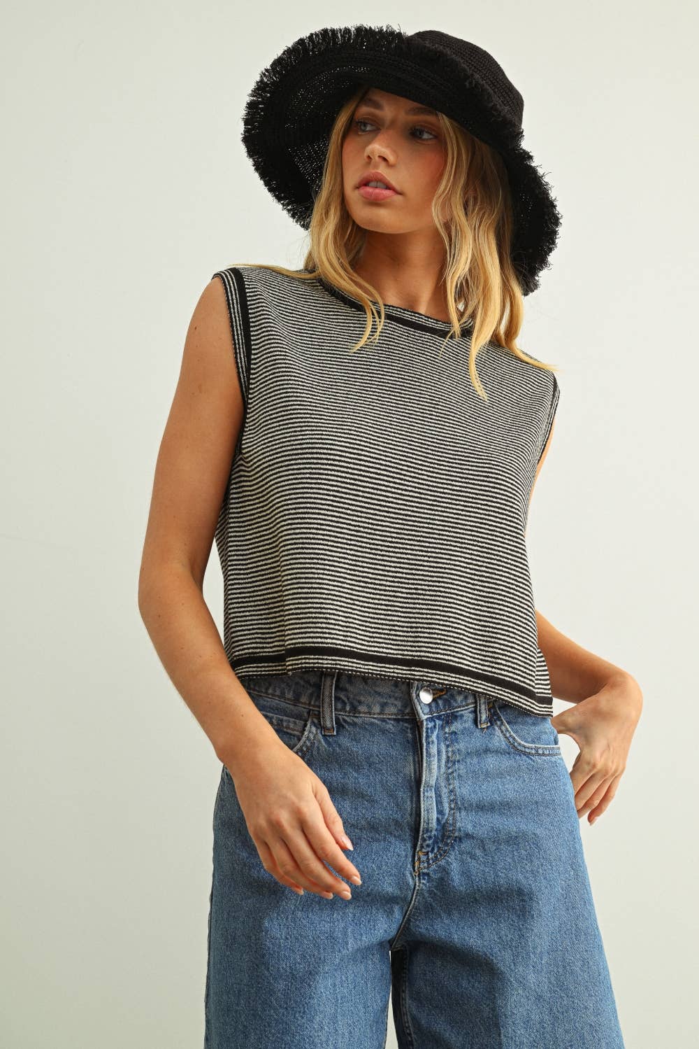Miou Muse | Pinstripe Knit Tank Top