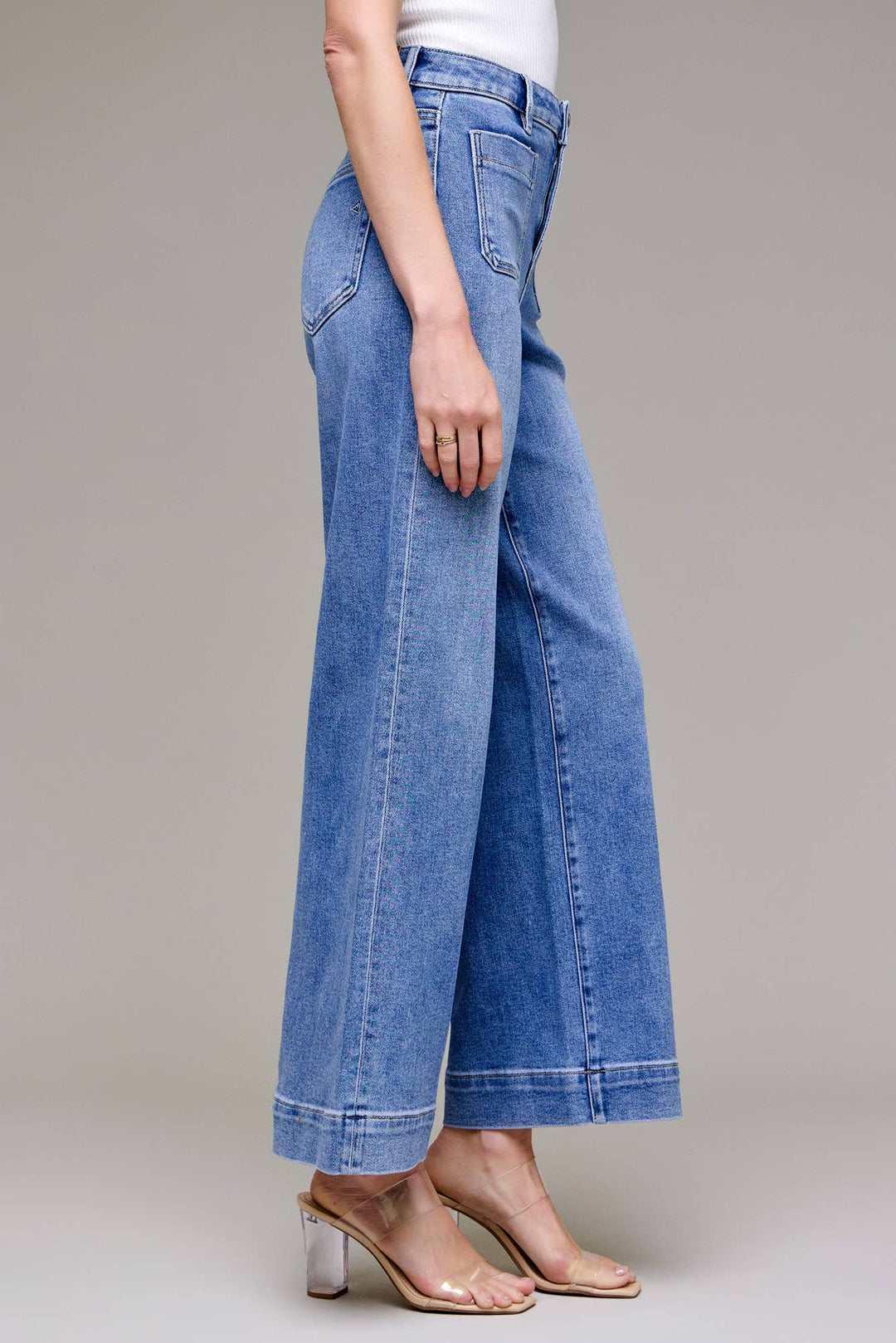 Hidden Jeans | Medium Wash Front Pocket Stretch Wide leg