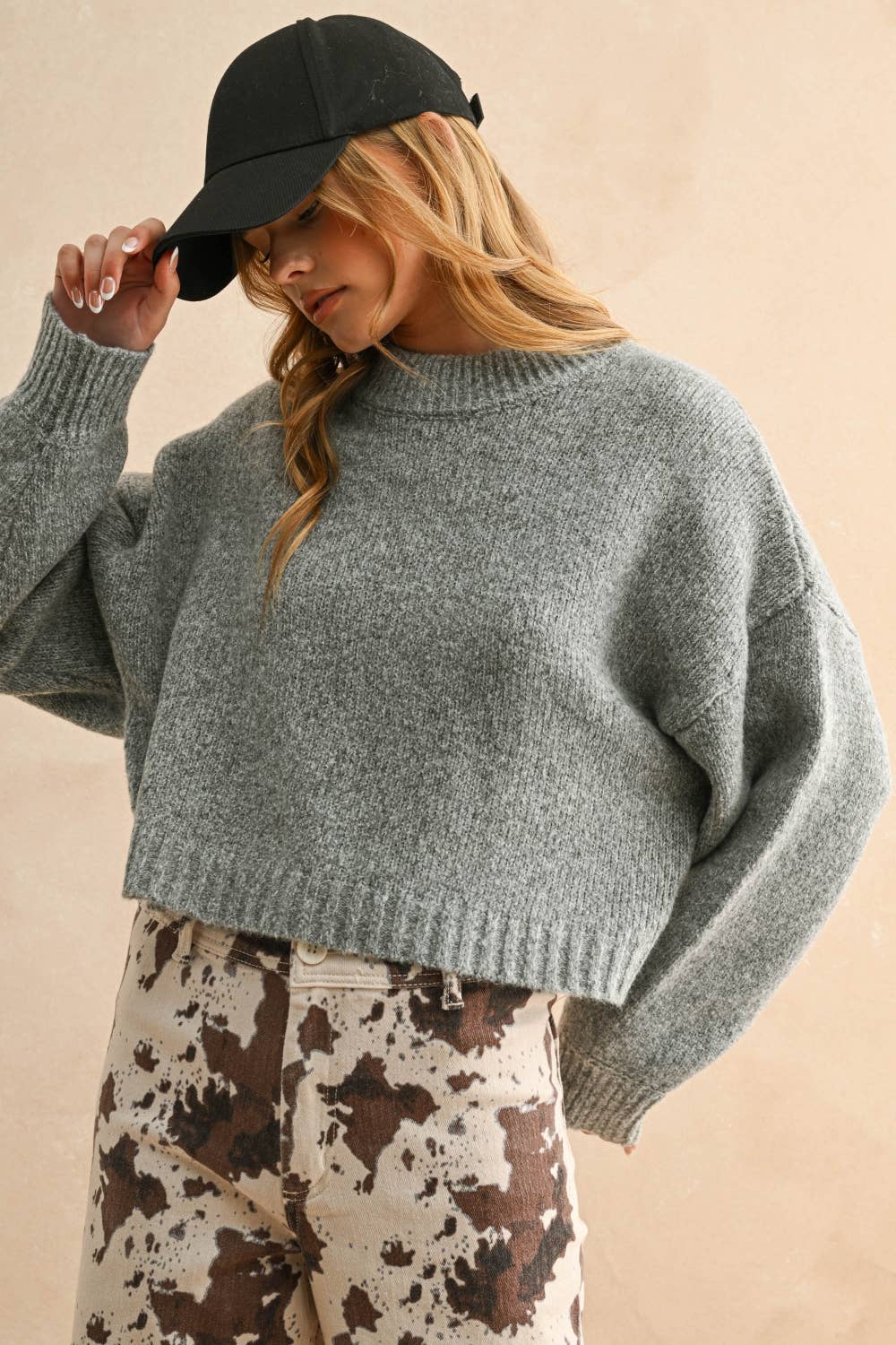 Miou Muse | Round Neck Simple Sweater Top