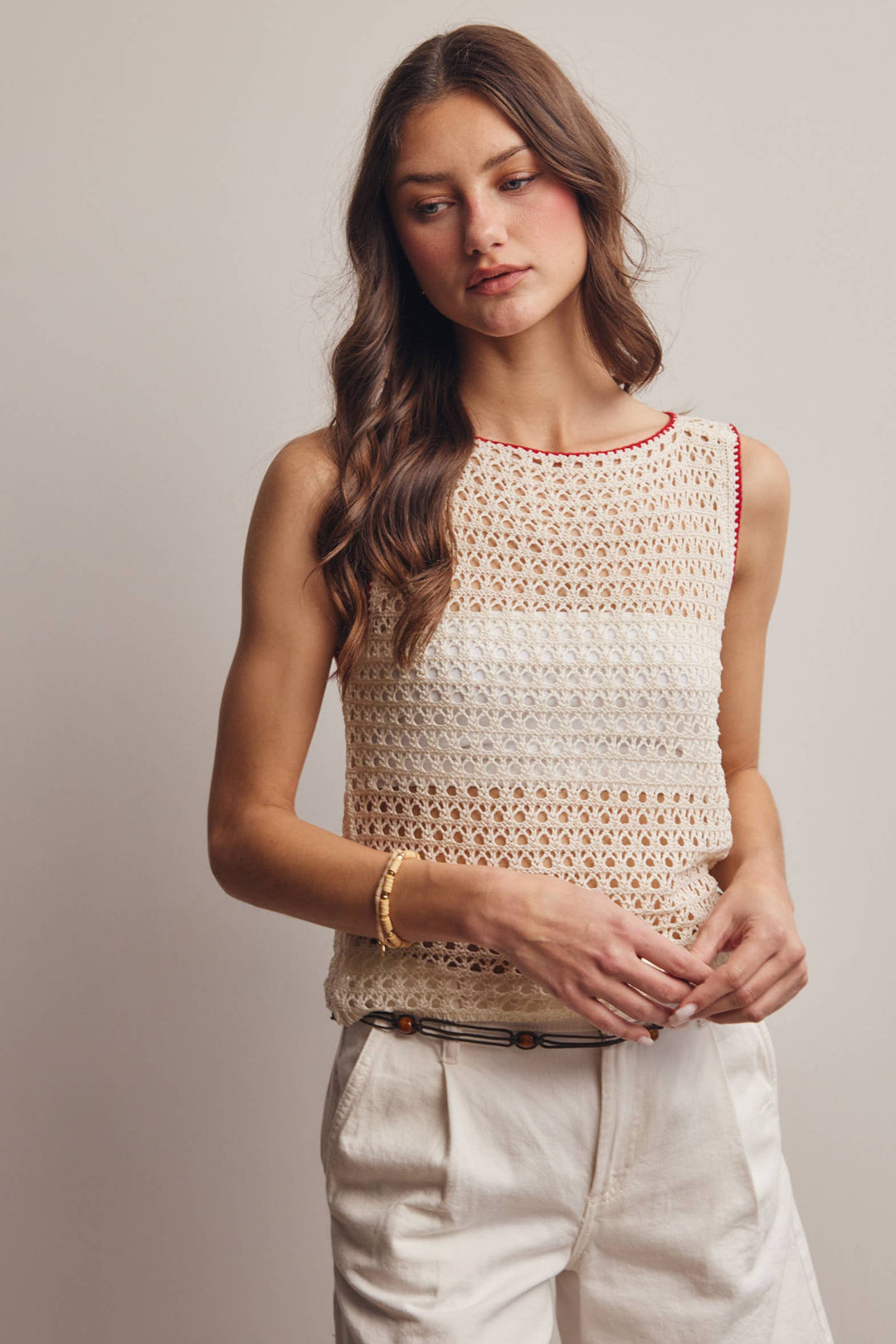 Forte | Sleeveless Crochet Knit Top