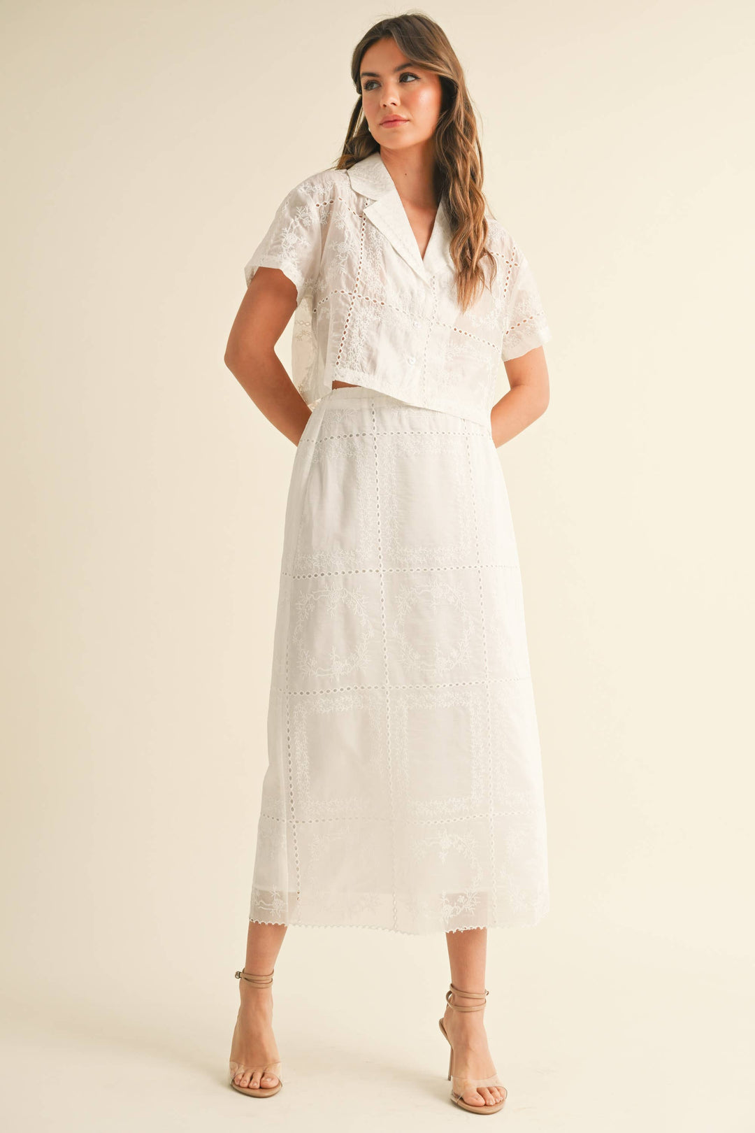 Miou Muse | Eyelet detail button down bouse