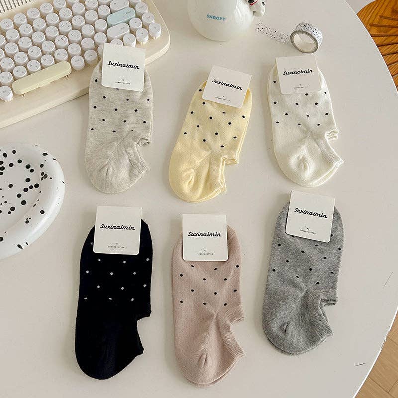 Sweetkama | Ladies Polka Dot Knit Boat Socks