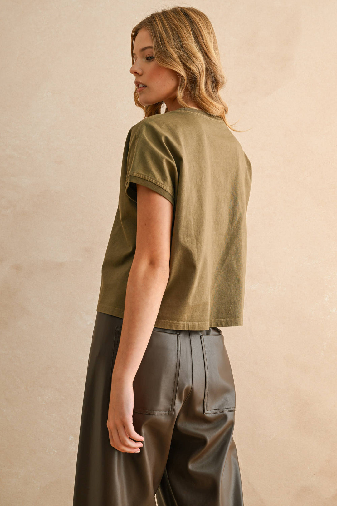 Miou Muse | Washed Short Cap Sleeve top