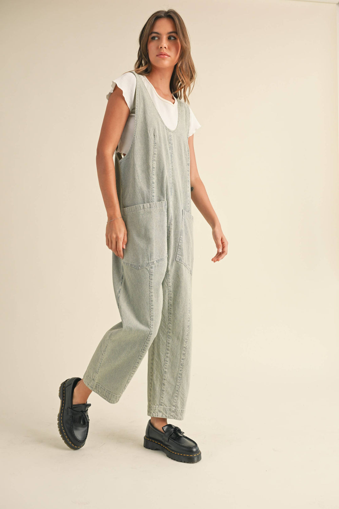 Miou Muse | Faded Stripe Jumpsuit