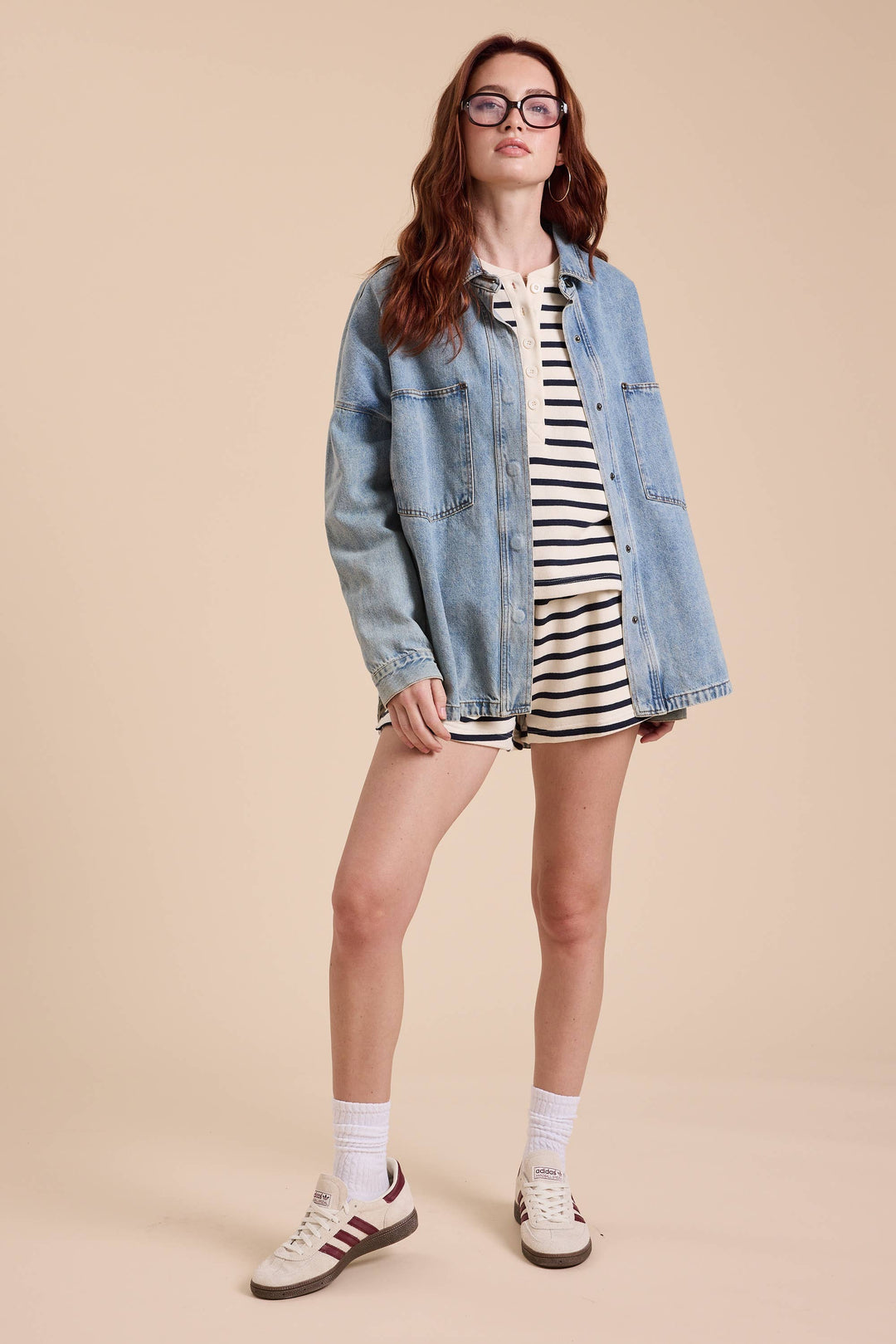 Miou Muse | Washed Snap Button Down Denim Shacket