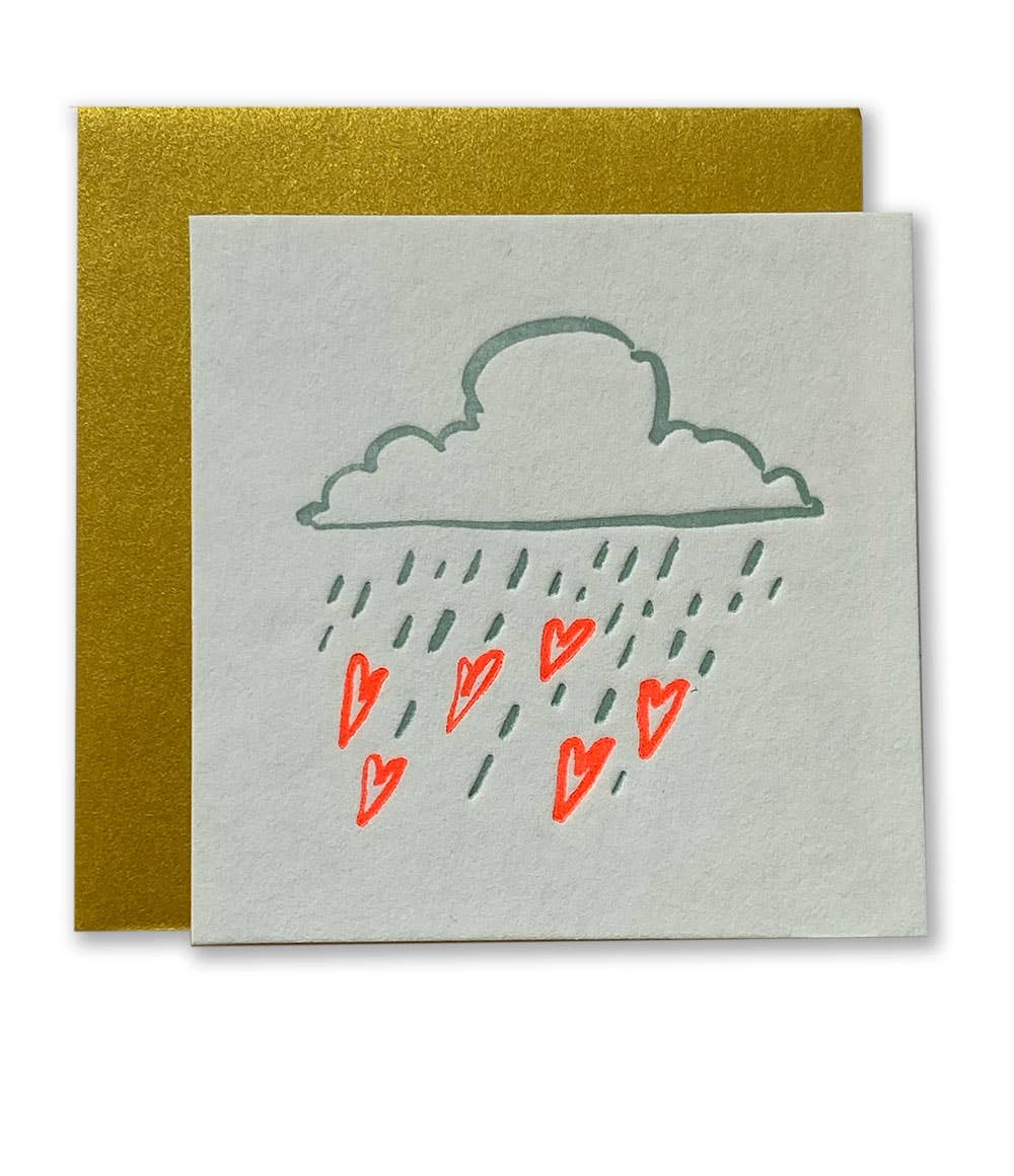 Ladyfinger Letterpress | Raining Hearts Tiny Card