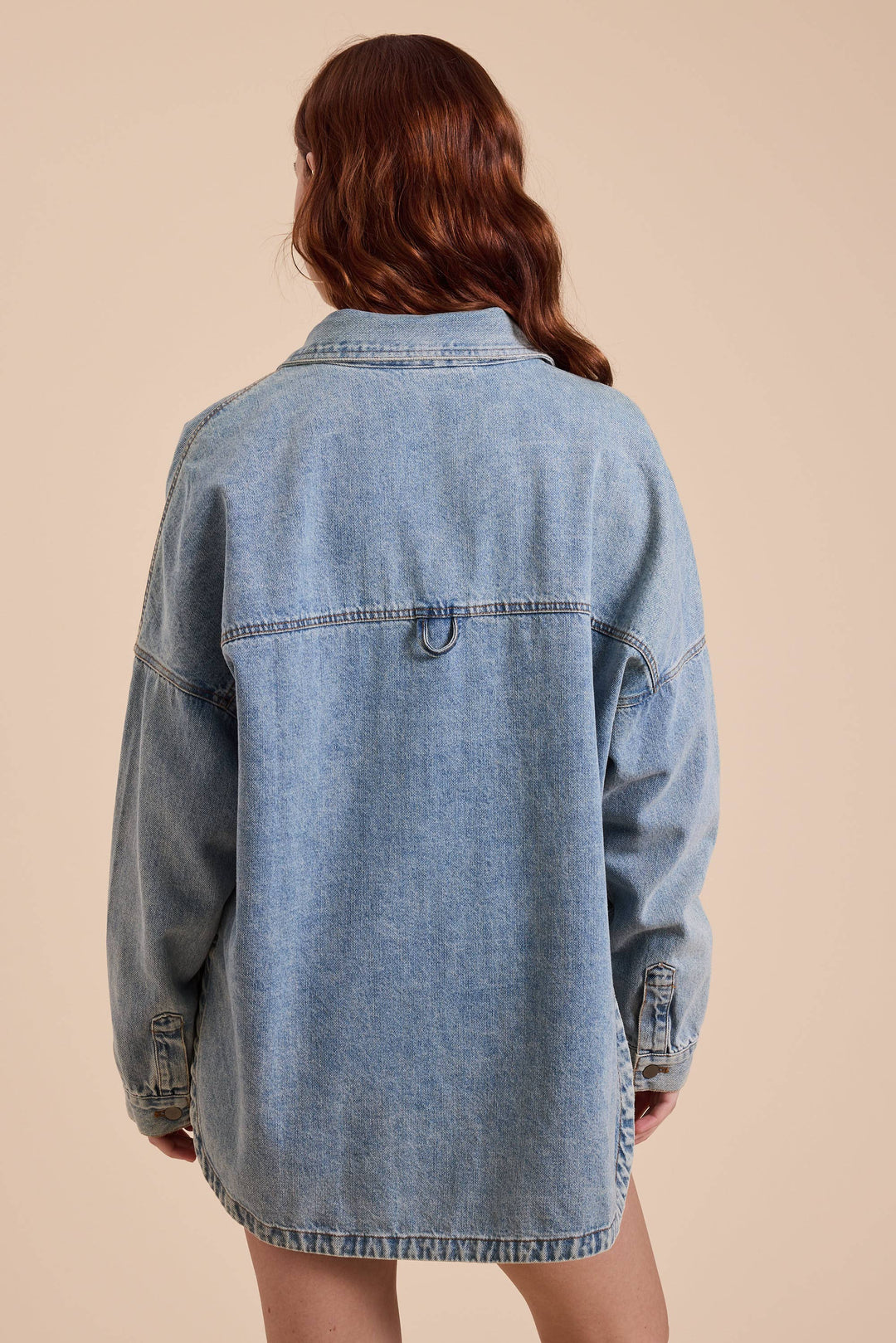 Miou Muse | Washed Snap Button Down Denim Shacket