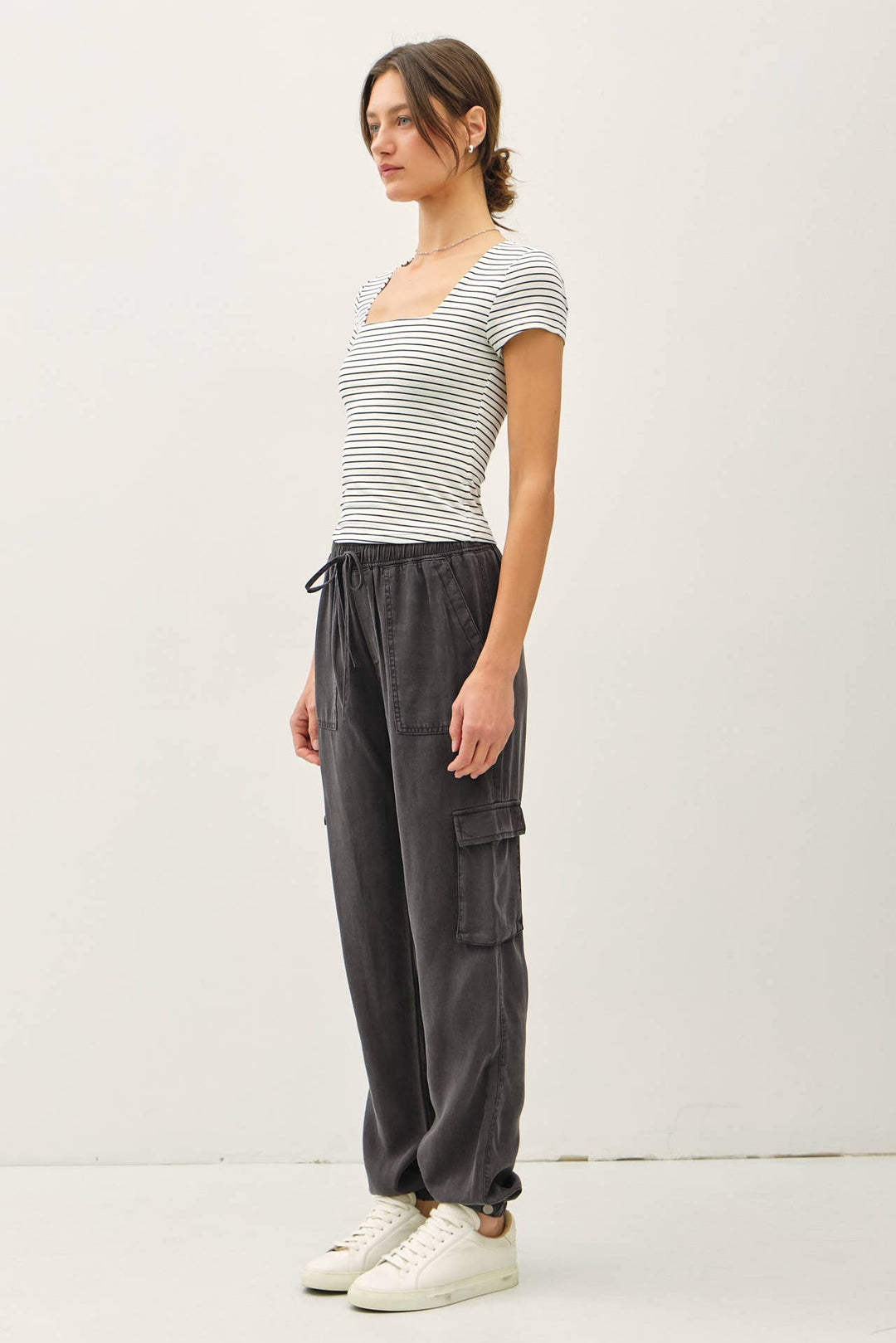 Be Cool | Ultra Soft Double Lined Striped Square Neck Top