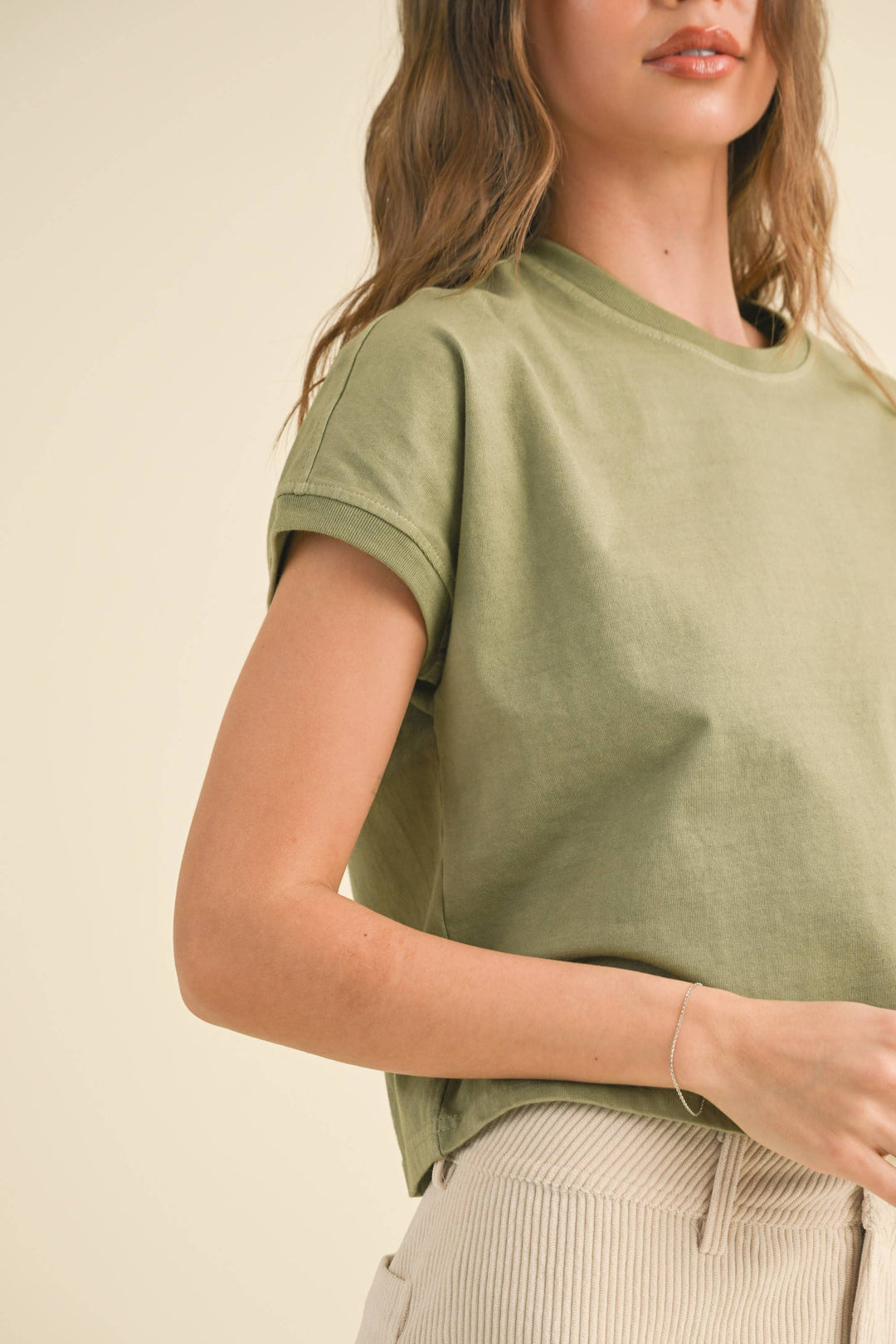 Miou Muse | Washed Short Cap Sleeve top