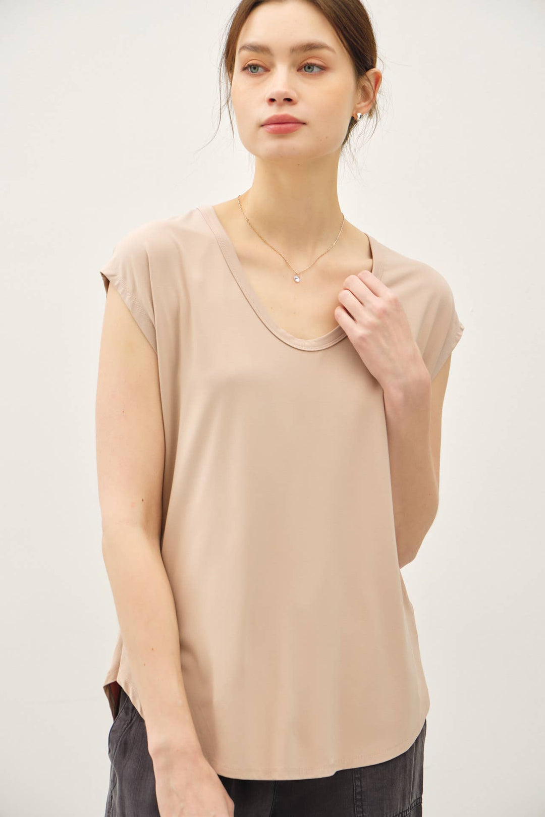 Be Cool | Bamboo Basic Scoop Neck Cap Sleeve Tee