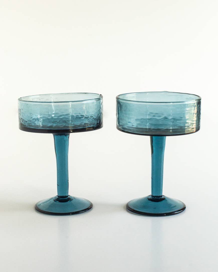 Creative Women | Handblown Hammered Coupe Cocktail Glass Pair