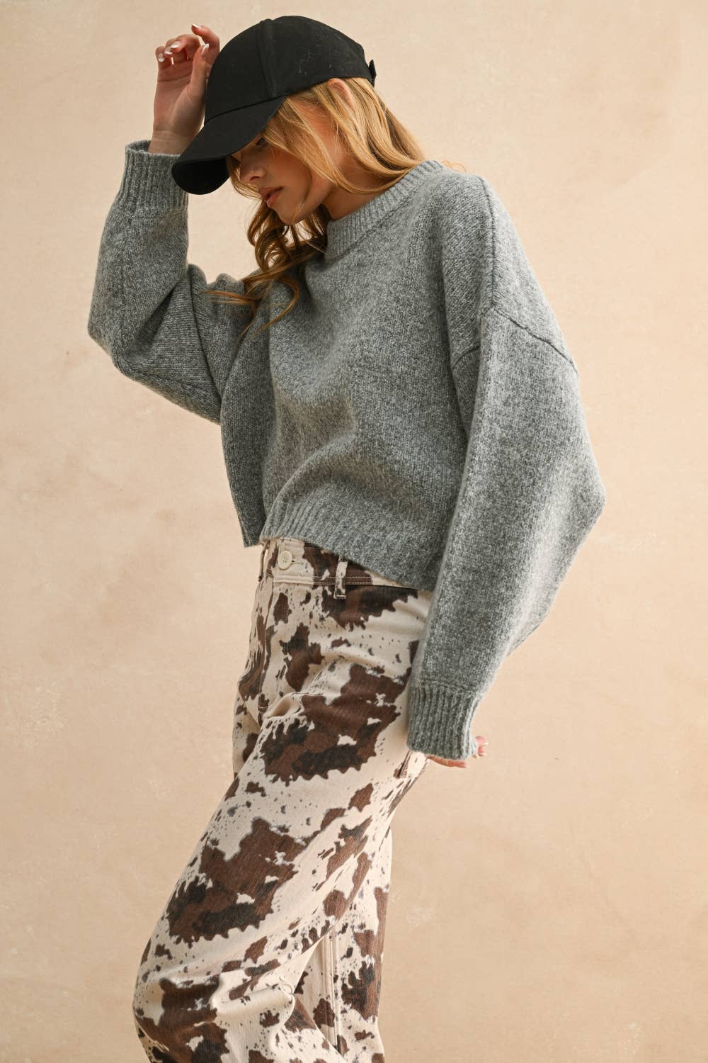 Miou Muse | Round Neck Simple Sweater Top