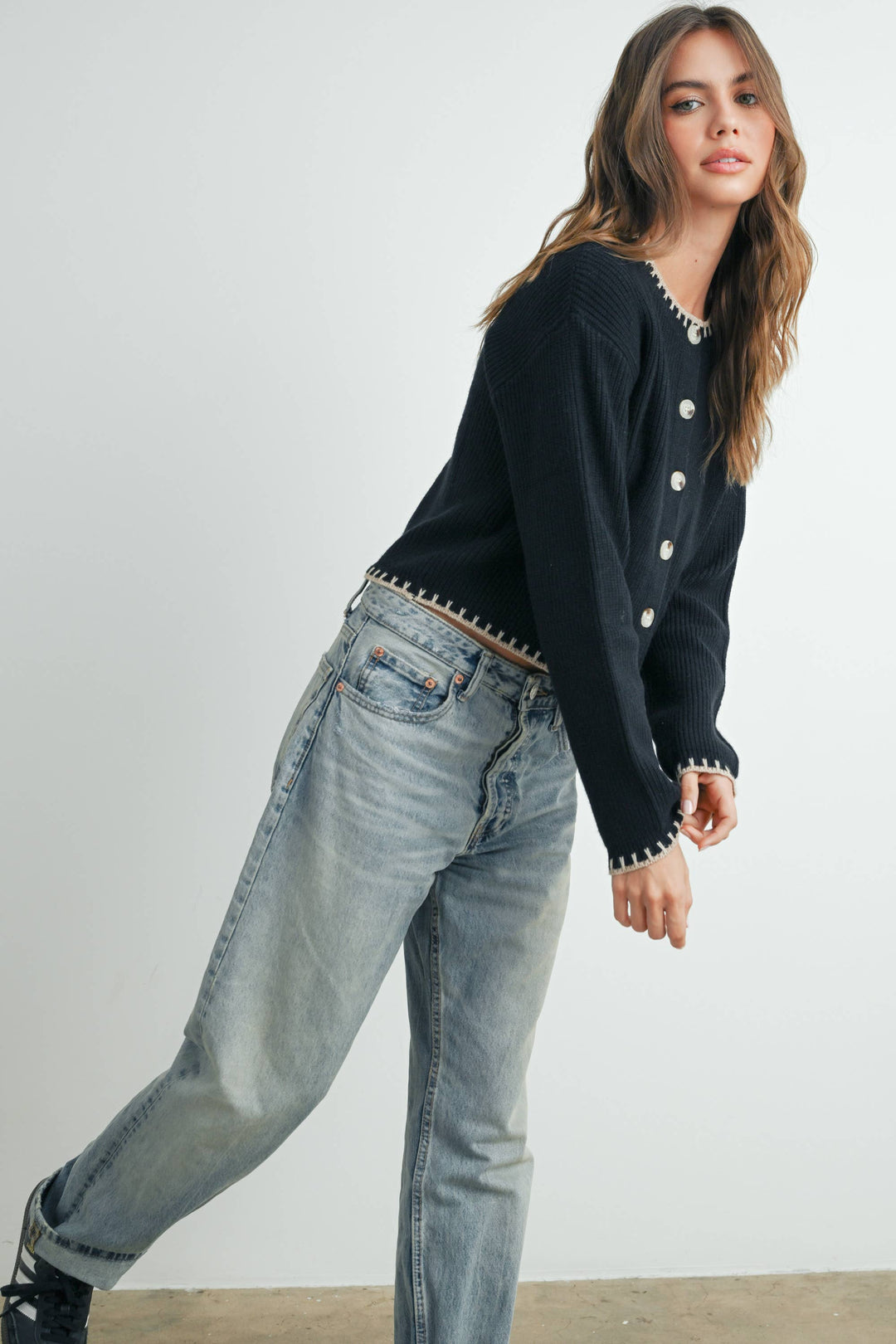 Buttermelon | Women's Crewneck Cardigan Sweater