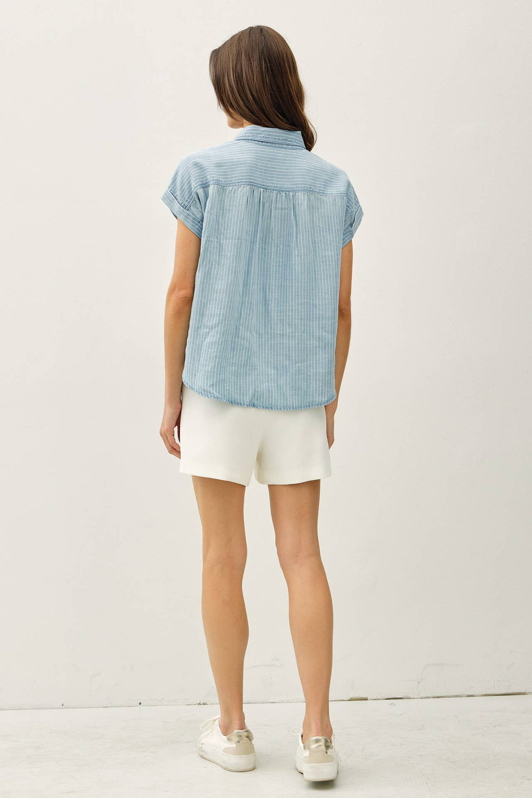 Be Cool | Tencel Button Up Striped Top
