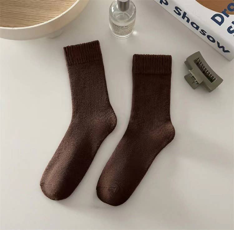 Sweetkama | Ladies Inside Velvet Solid Color Socks