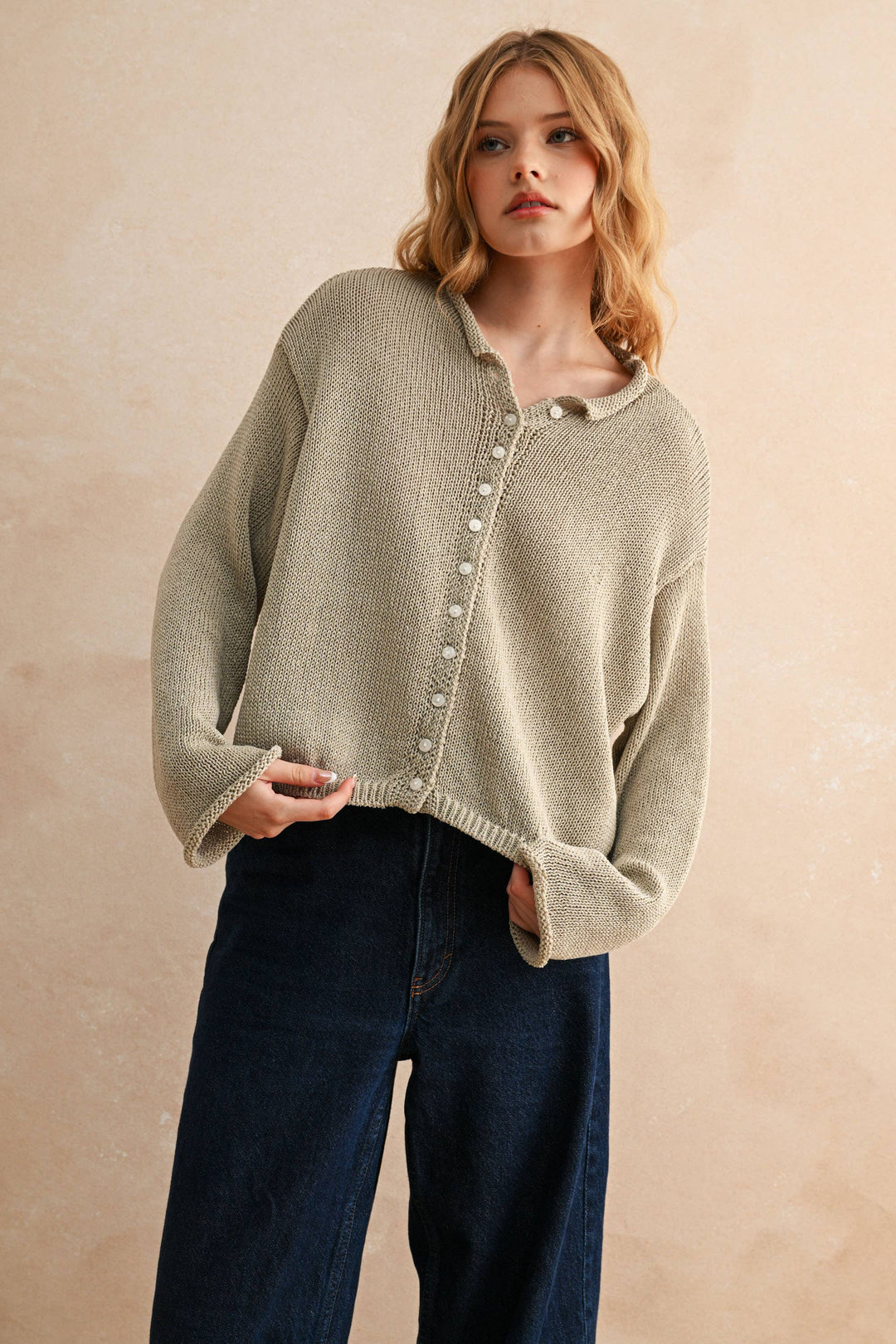 Miou Muse |Light Weight Button Front Cardigan