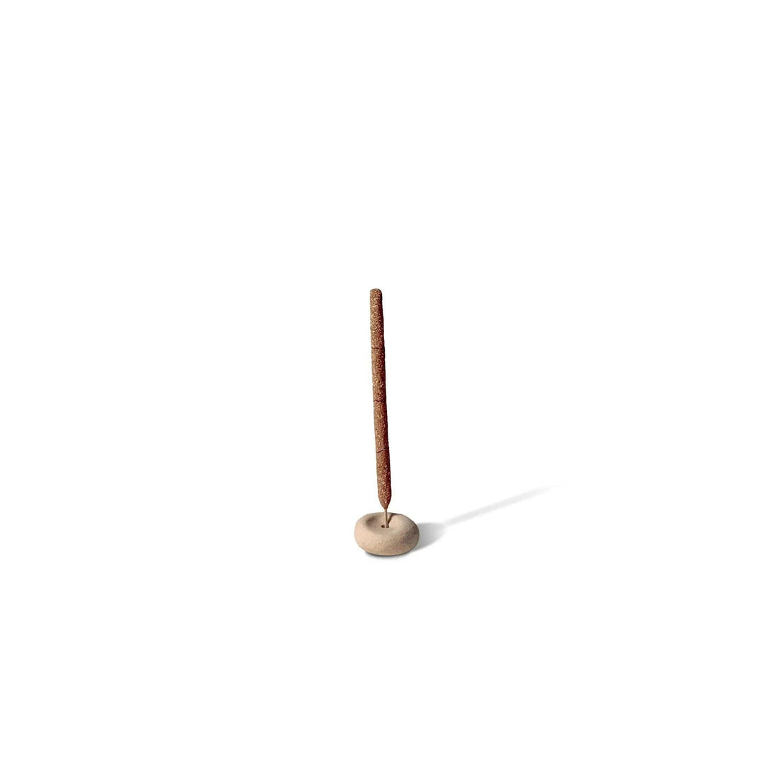 Cedar and Myrrh | Mini Beige Ceramic Pebble Incense Holder