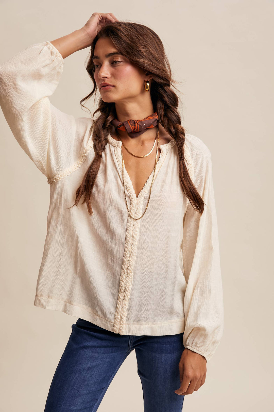 Listicle | Braided Trim Peasant Blouse