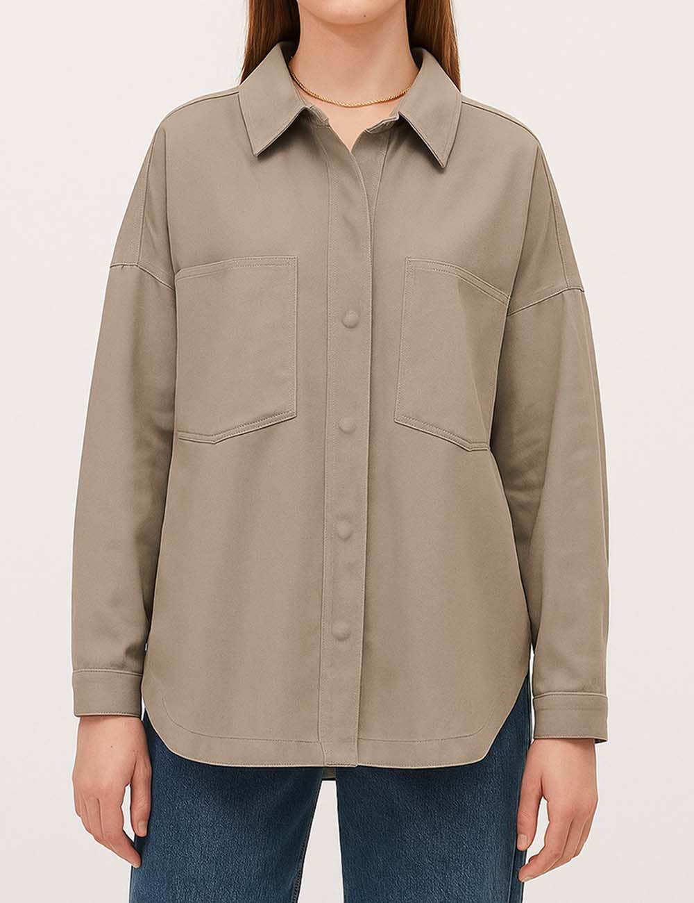 Sweetkama | Ladies Button-Up Pocket Denim Shacket