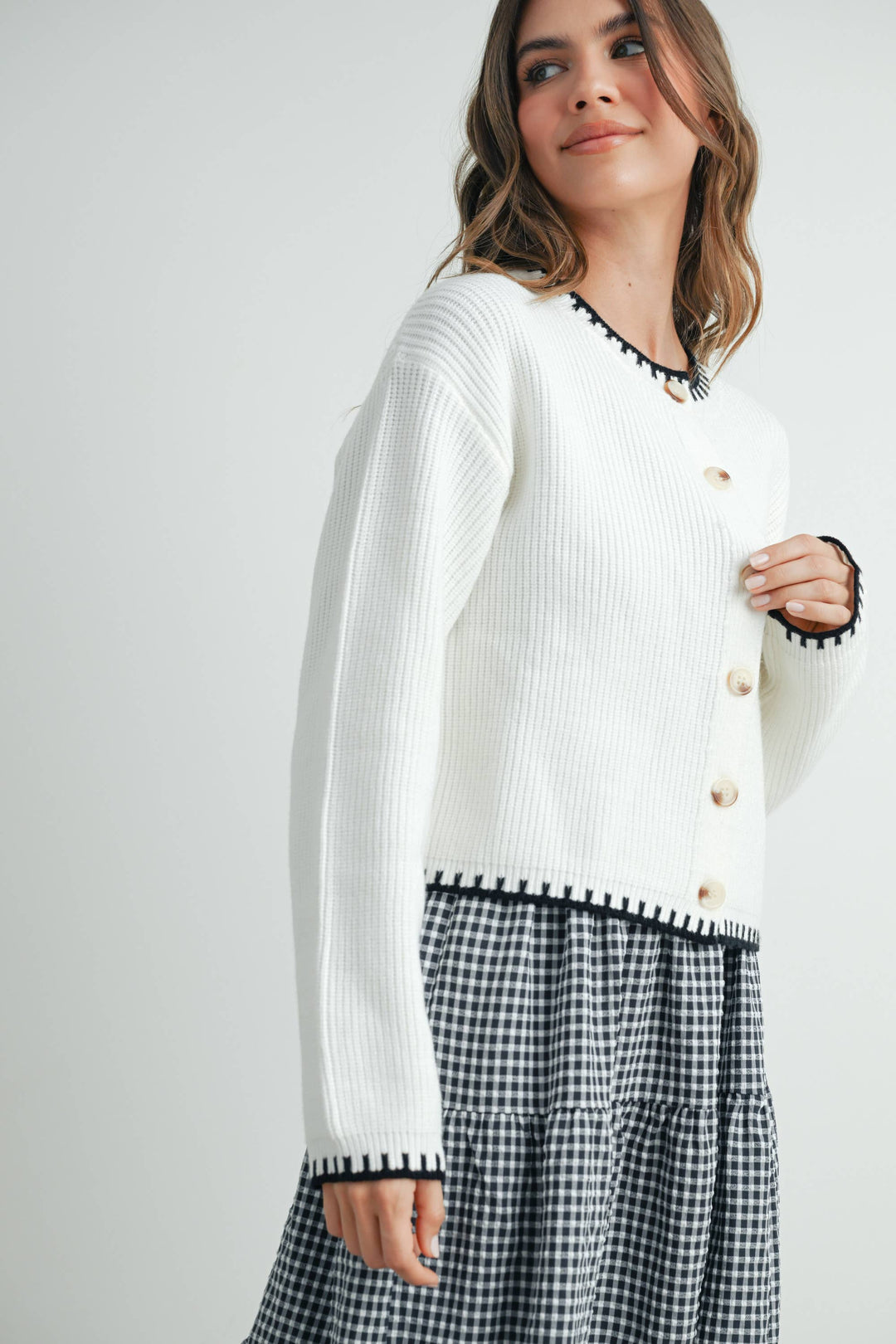 Buttermelon | Women's Crewneck Cardigan Sweater