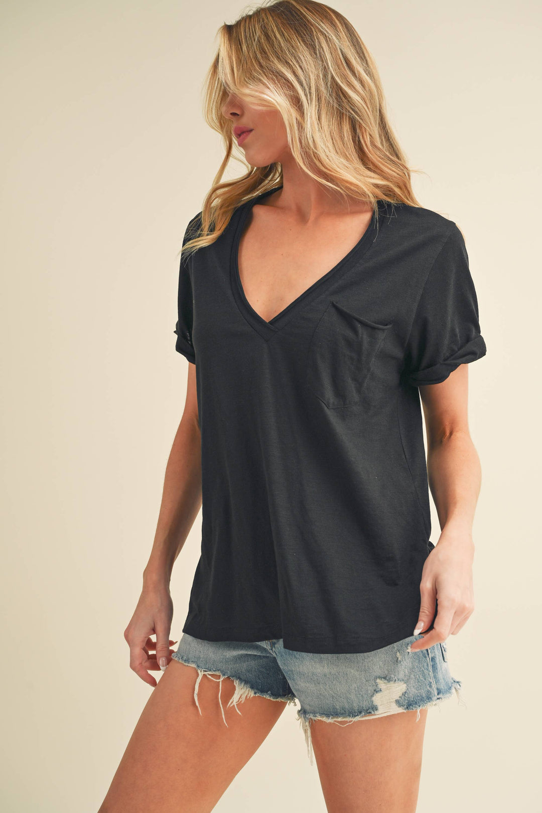 Aemi and Co | Zoie V-Neck Short Sleeve Top