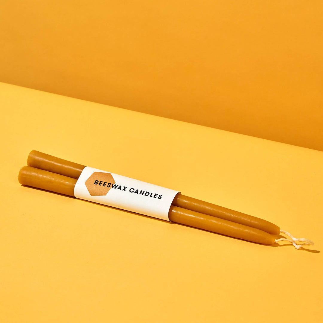 54 Celsius | 100% Beeswax Tapers (2 Pack): 12" Tall - 8 hour burn time