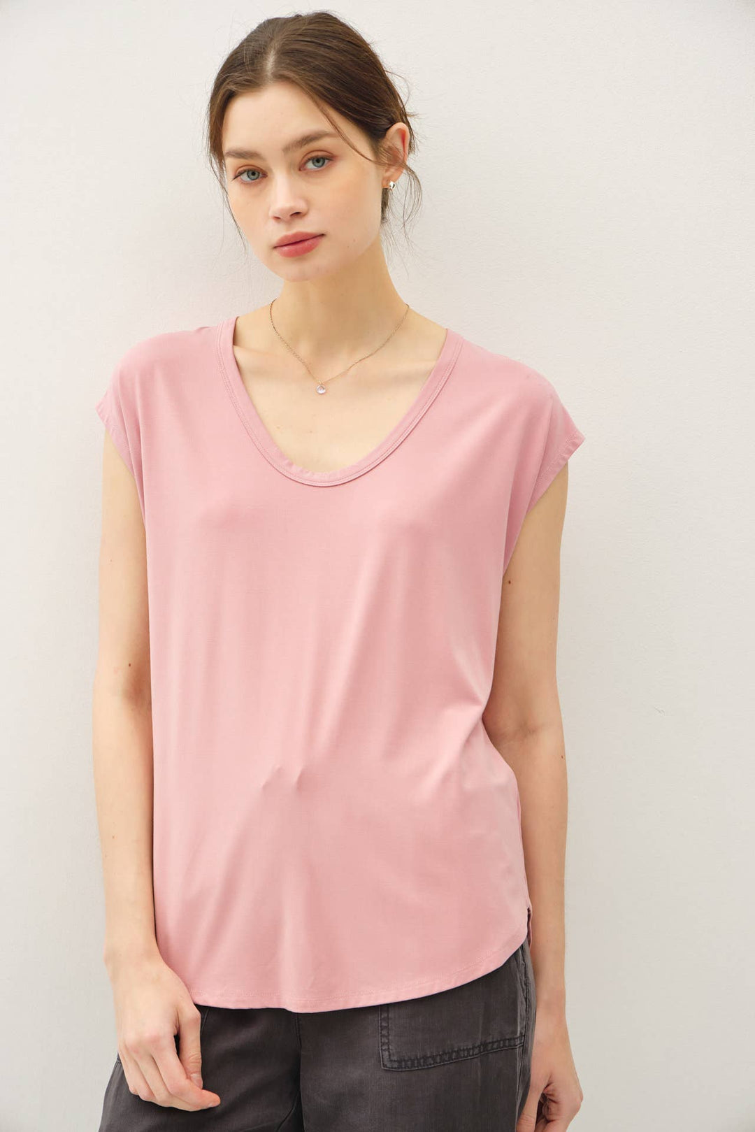 Be Cool | Bamboo Basic Scoop Neck Cap Sleeve Tee