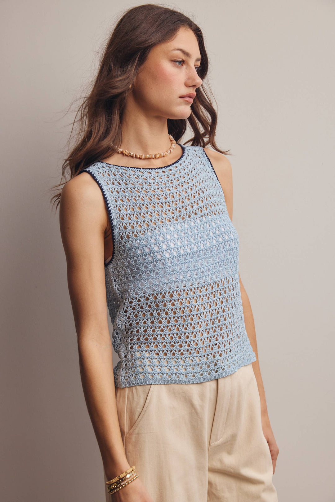 Forte | Sleeveless Crochet Knit Top