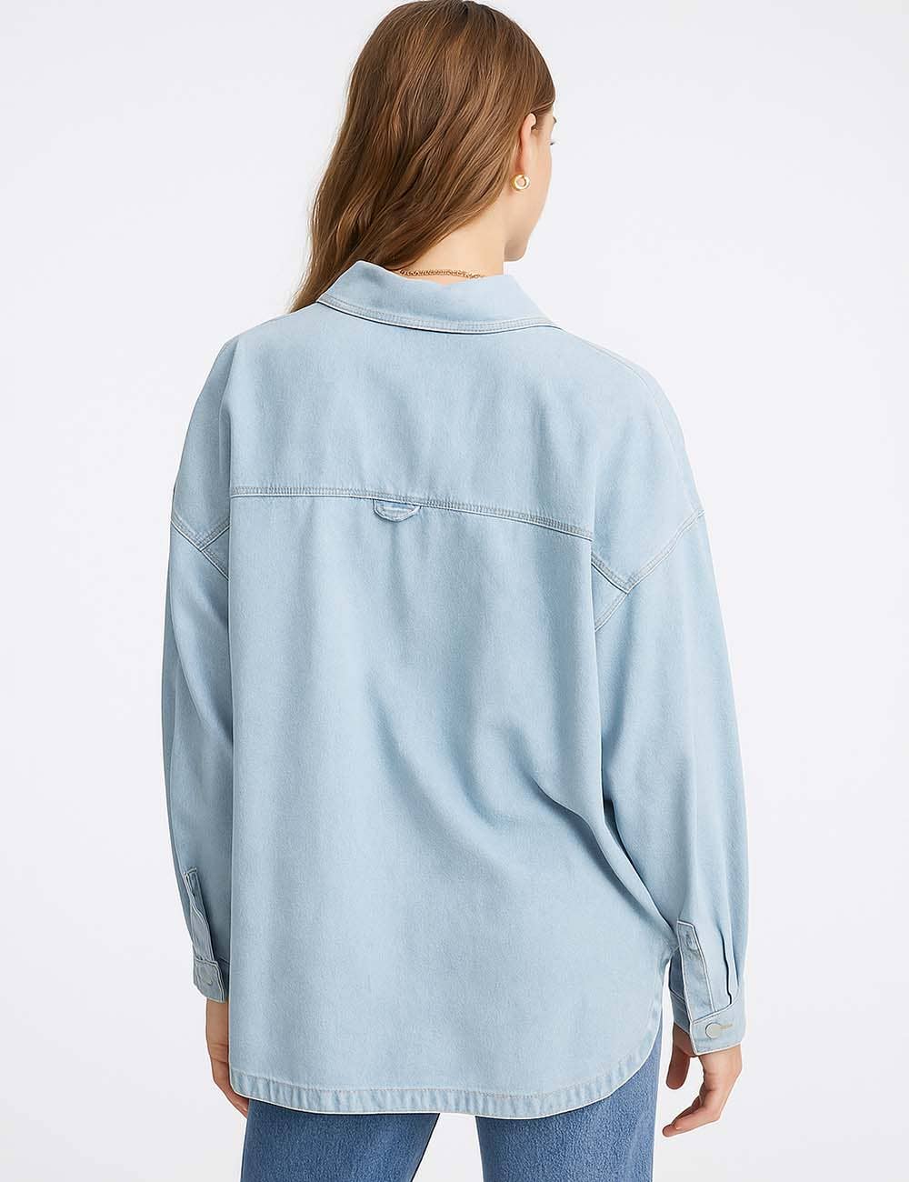 Sweetkama | Ladies Button-Up Pocket Denim Shacket