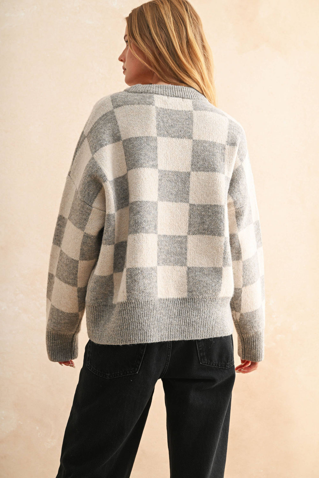 Miou Muse | Checker Pattern Sweater