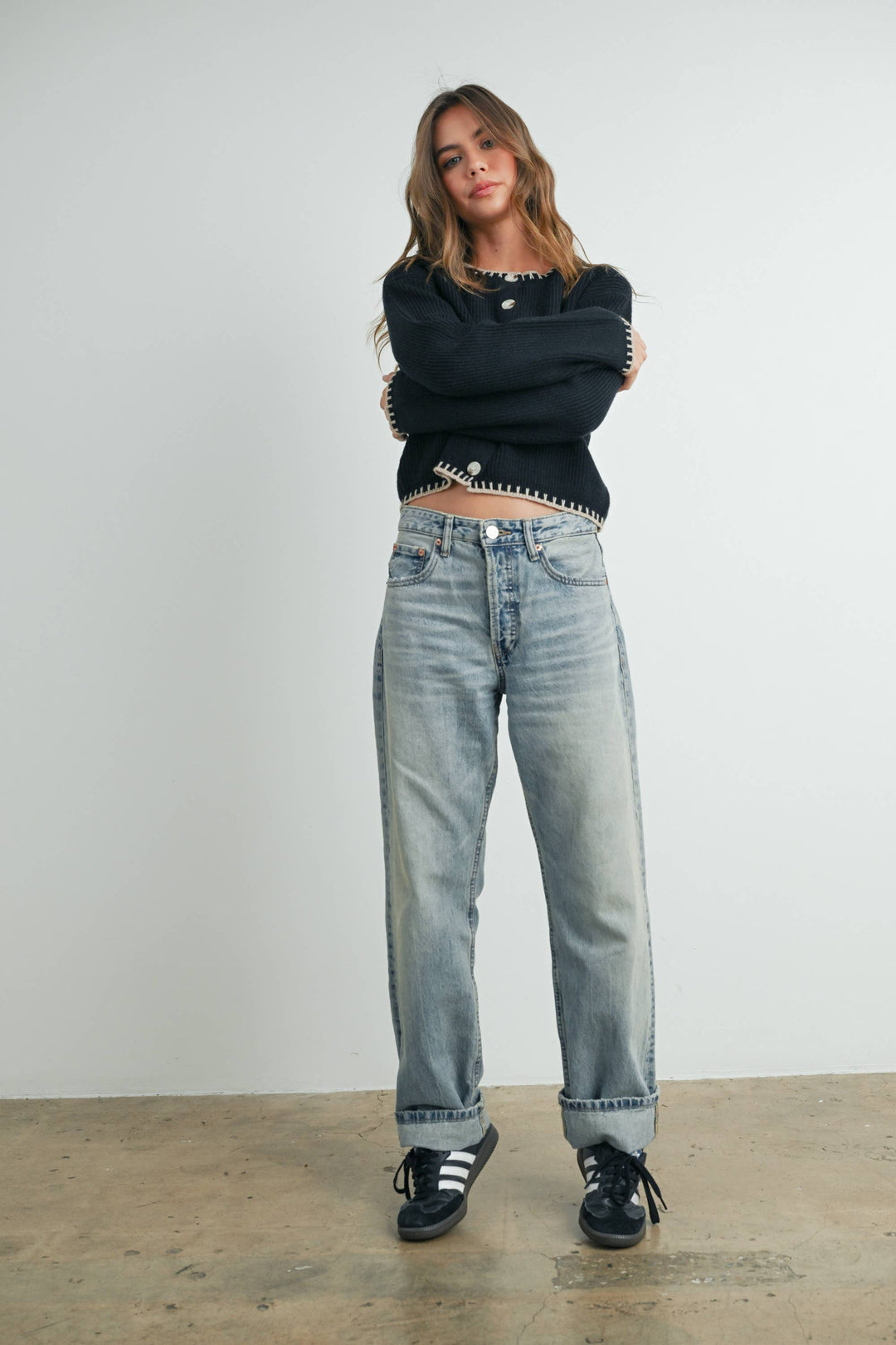 Buttermelon | Women's Crewneck Cardigan Sweater