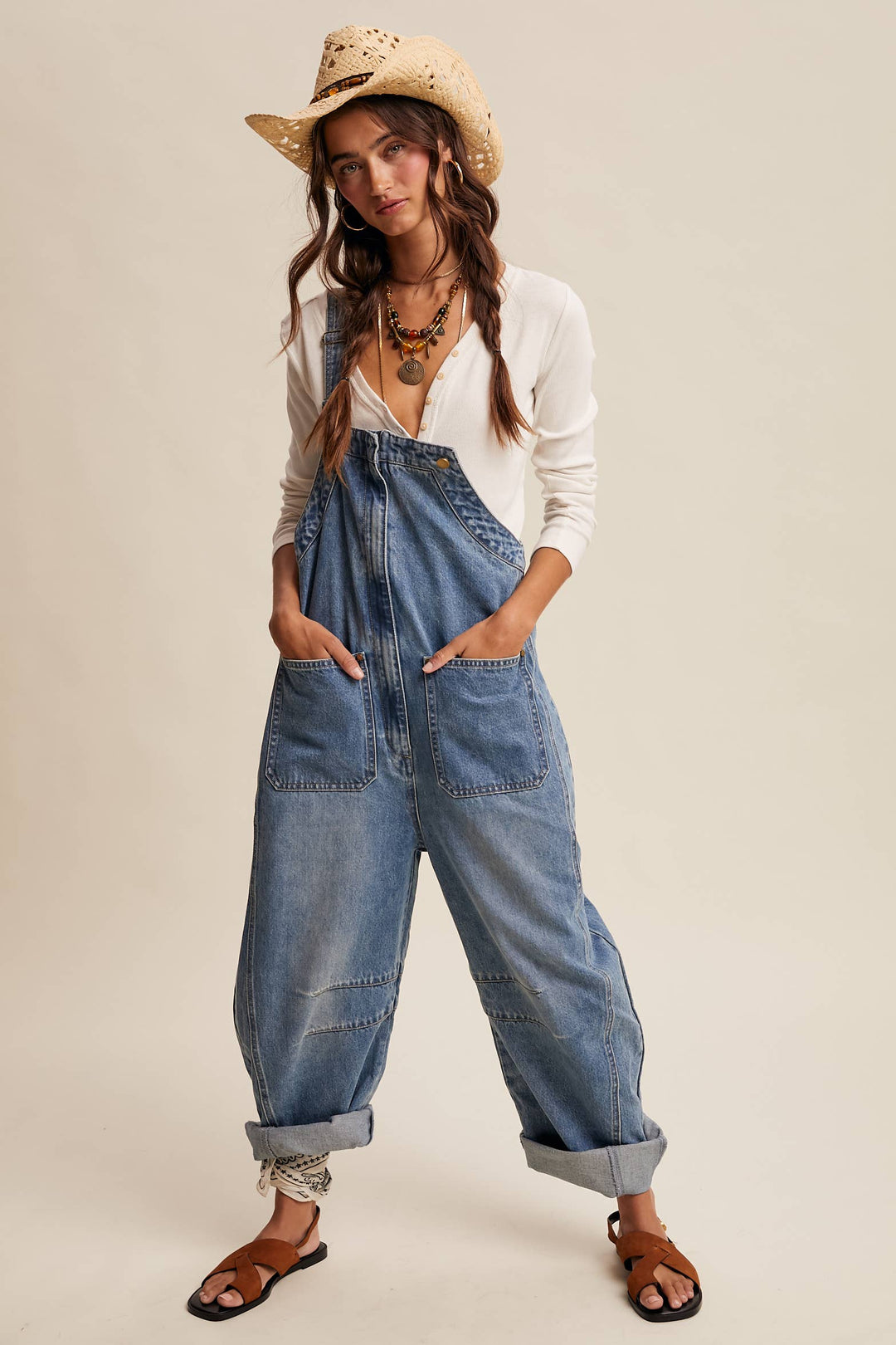 Listicle | Western Wide-Leg Denim Overalls