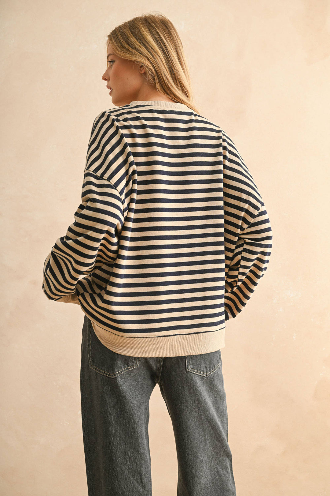 Miou Muse | Striped Knitted Long Sleeve Pullover