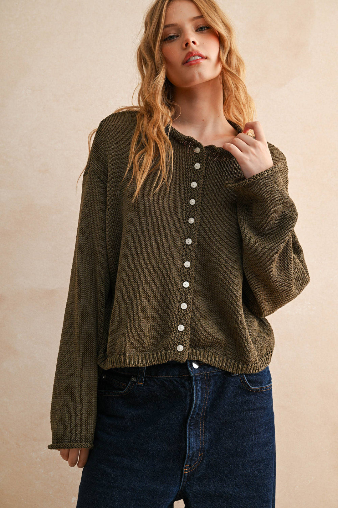 Miou Muse |Light Weight Button Front Cardigan
