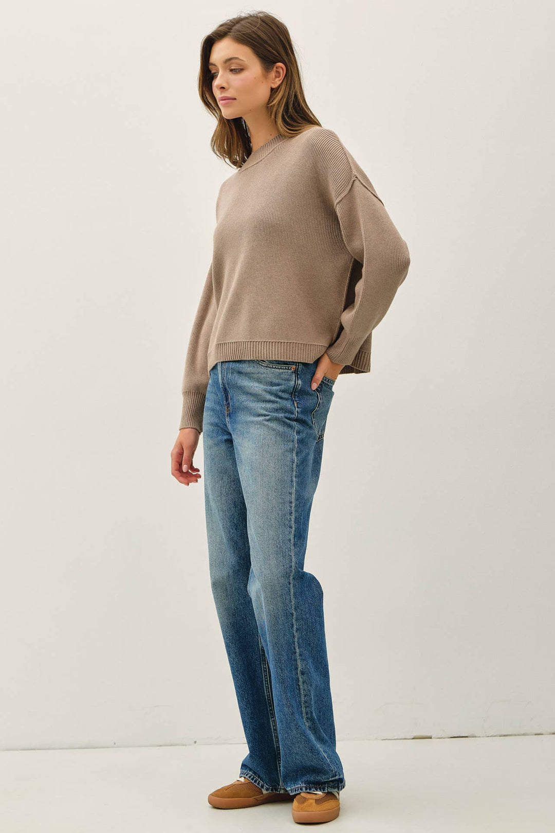 Be Cool | Ribbed Knit Raw Hem Sweater