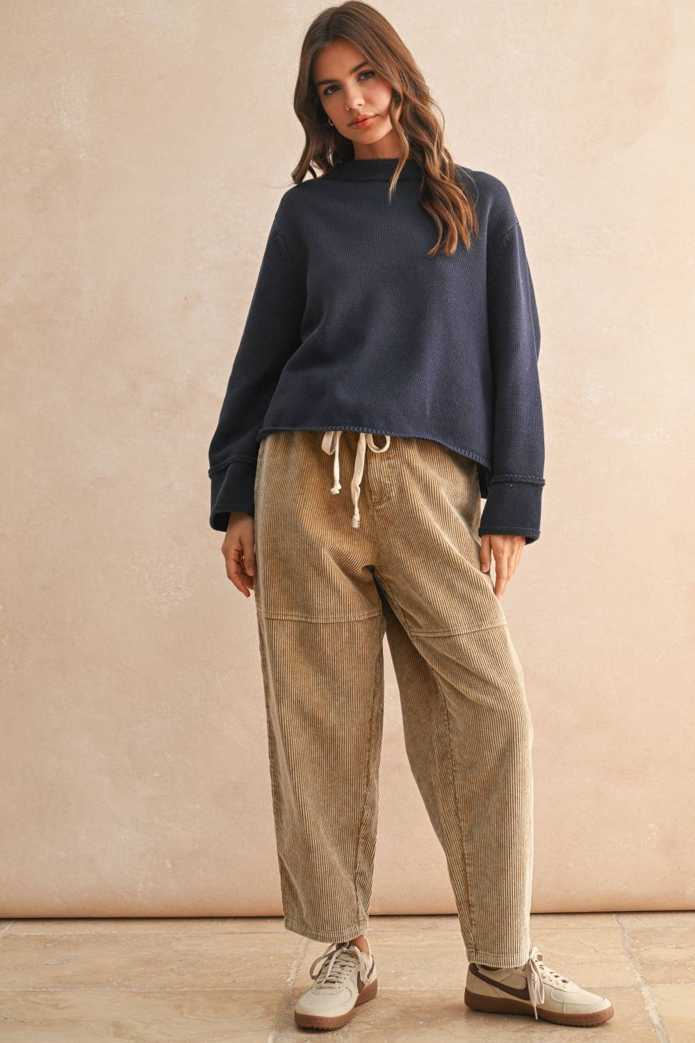 Miou Muse | Mock Neck Cotton Sweater