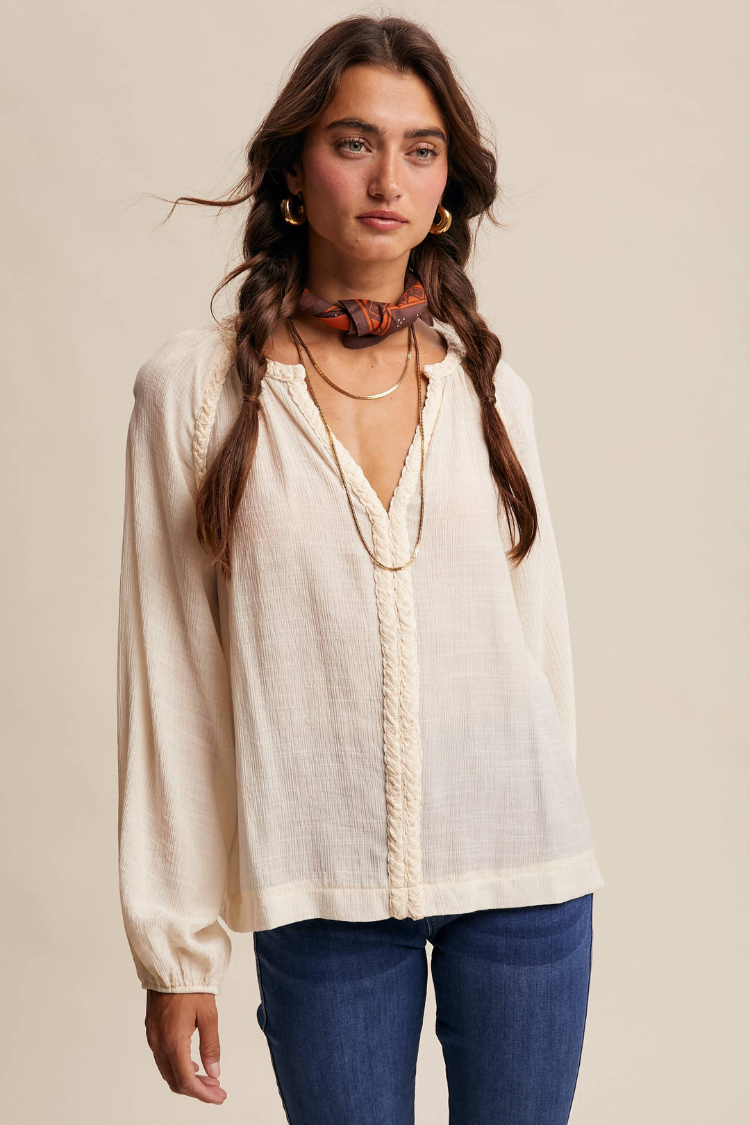 Listicle | Braided Trim Peasant Blouse