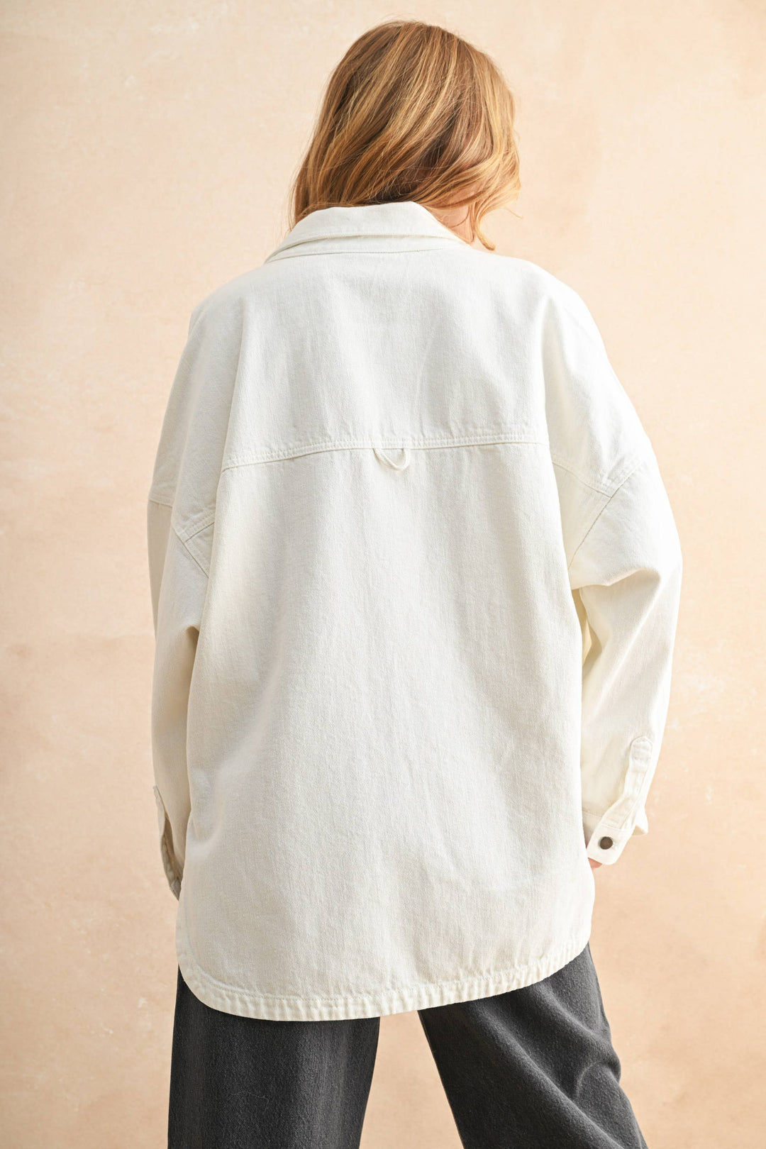 Miou Muse | Washed Snap Button Down Denim Shacket