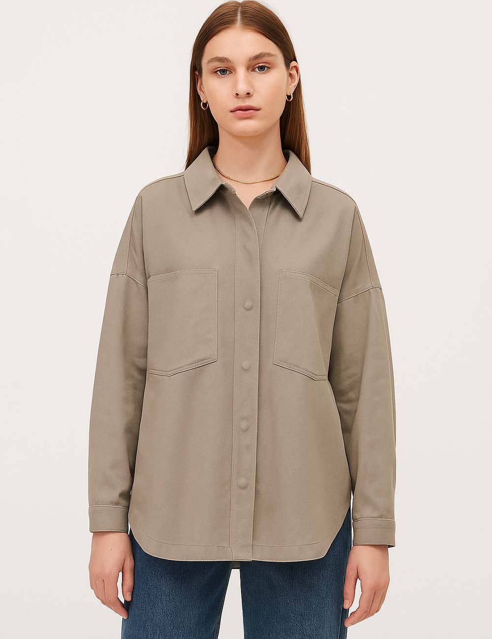 Sweetkama | Ladies Button-Up Pocket Denim Shacket