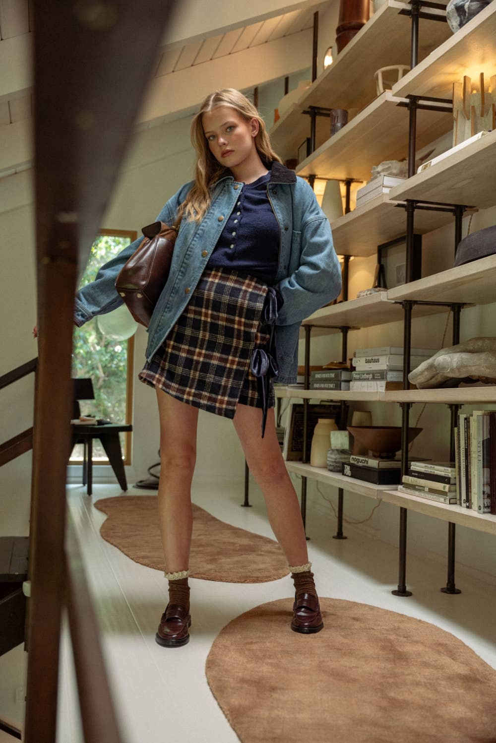 Miou Muse | Corduroy Collar Denim Utility Jacket