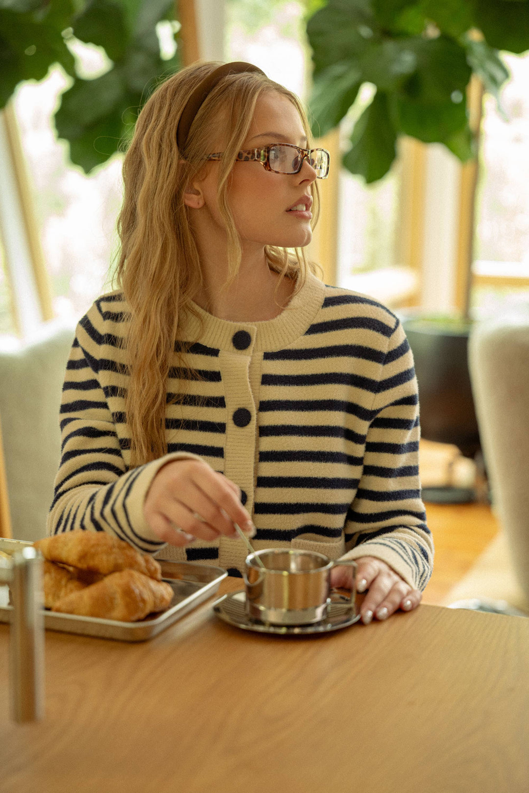 Miou Muse | Button Down Striped cardigan