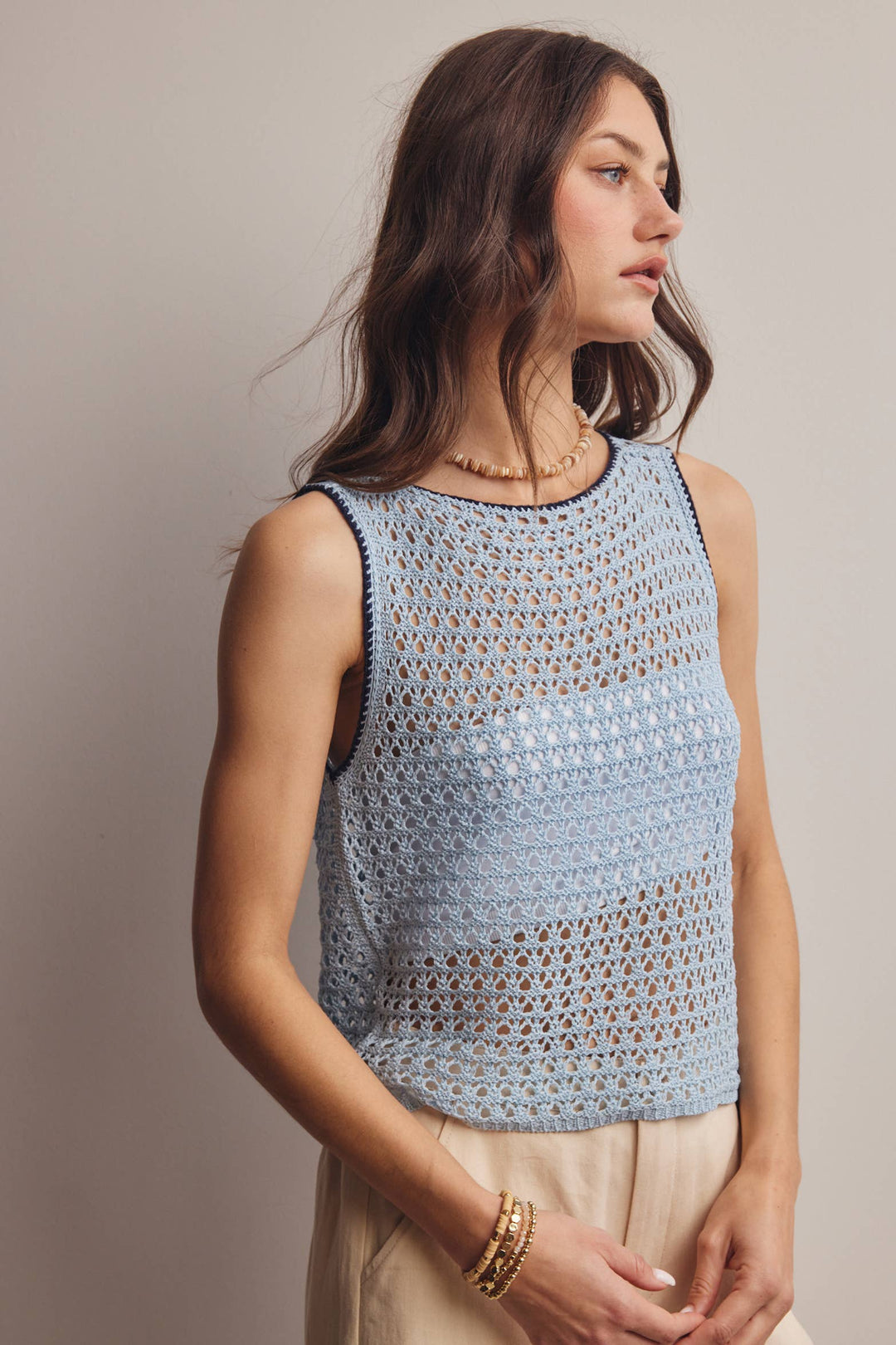 Forte | Sleeveless Crochet Knit Top